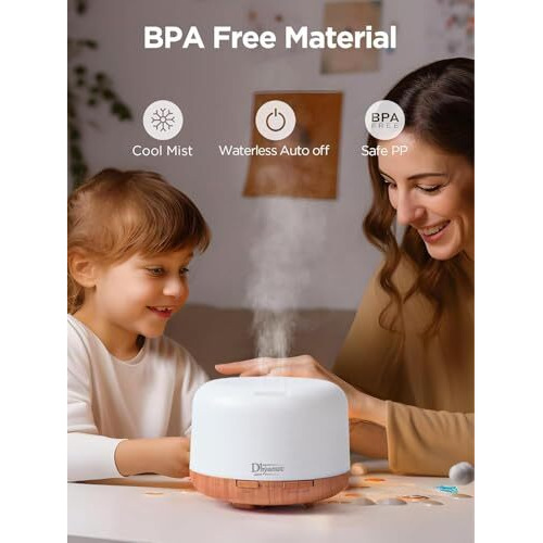 Dhyanut 500Ml Premium, Essential Oil Diffuser, 5 In 1 Ultrasonic Aromatherapy Fragrant Oil Humidifier Vaporizer, Timer And Auto-Off Safety Protection Quiet Diffusers For Home Office Spa Yoga