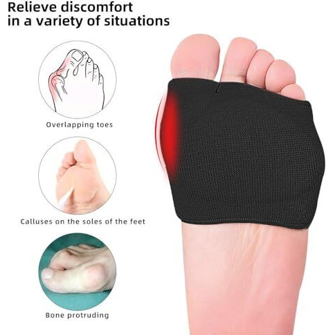 Digolex Forefoot Pad For Pain Relief- Ball Of Foot Cushion For Metatarsalgia Bunion Corrector Toe Sleeve- Hallux Valgus Foot Support For Pain Relief- Metatarsal Pads For Men And Women (1 Pair) (Black)