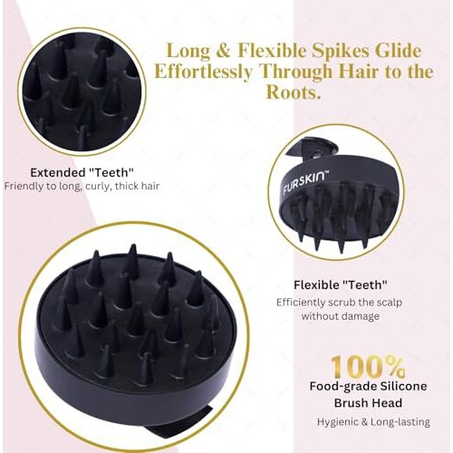 Furskin Soft Bristles Scalp Massager For Hair Growth  Head & Hair Massager, Manual Shampoo Brush For Exfoliating & Scalp Care. [ Black ]