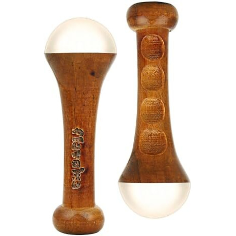 Flavoma Traditional Kansa Wand Massage Tool | Teak Wooden Handle With Small Bronze Metal Dome(4.5 Cm Bronze), Natural Brown | Massage For Back, Neck, Shoulders & Legs
