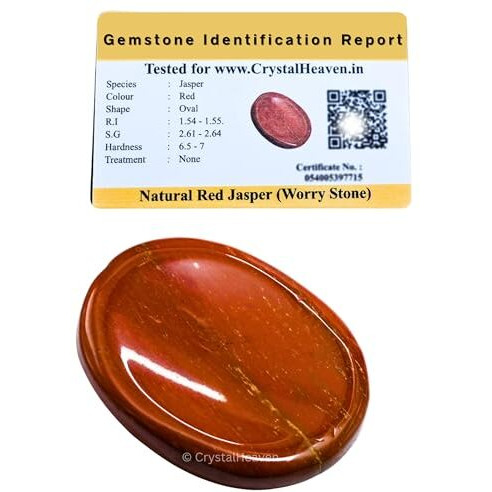 Certified Red Jasper Crystal Thumb Worry Pebbles Stones For Anxiety Stress Relief Massage - Aaa Grade Original Healing Gemstone Agate Rubbing Stone For Yoga Meditation Spiritual Reiki Feng Shui