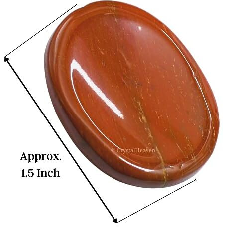 Certified Red Jasper Crystal Thumb Worry Pebbles Stones For Anxiety Stress Relief Massage - Aaa Grade Original Healing Gemstone Agate Rubbing Stone For Yoga Meditation Spiritual Reiki Feng Shui