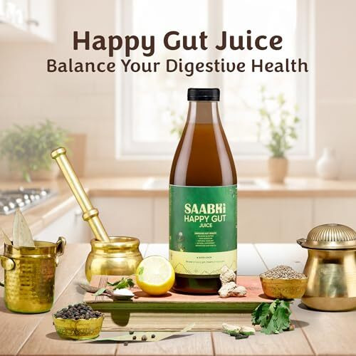 Saabhi Happy Gut Juice- 1L | Tasty Digestive Juice | Supports Gut Health, Digestion, Gas & Bloating | Enriched With Bijora Lemon, Jeera, Pudina| | Act As Natural Coolant & Improve Digestive Immunity (Pack Of 1)