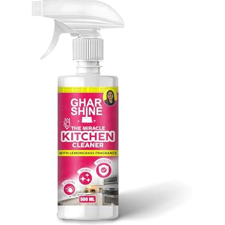 Gharshine Kitchen Cleaner Spray 500Ml With Lemongrass Fragrance | Removes Tough Oils & Grease Stains | Best Home & Chimney Cleaner Spray | Suitable For Countertops, Stoves, Cabinets & Fans | Pk Of 1