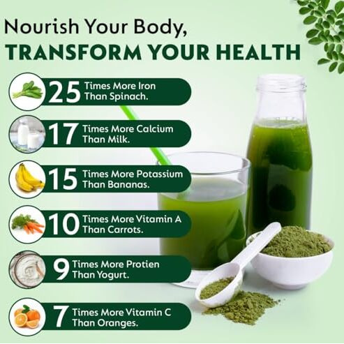 Kirva Organics Moringa Powder 200G | Pure & Natural Superfood | Rich In Vitamins, Minerals & Antioxidants | Immunity Booster | Supports Energy, Hair & Skin Health | Protein-Rich | Pack Of 3