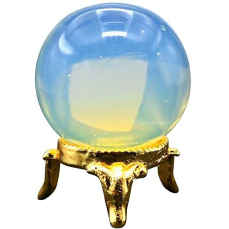 Certified Opalite Crystal Ball For Meditation - Premium Crystal Vastu Items For Home And Feng Shui Items For Good Luck - Ideal For Pooja Supplies And Spiritual Practices (1.5" Inch)