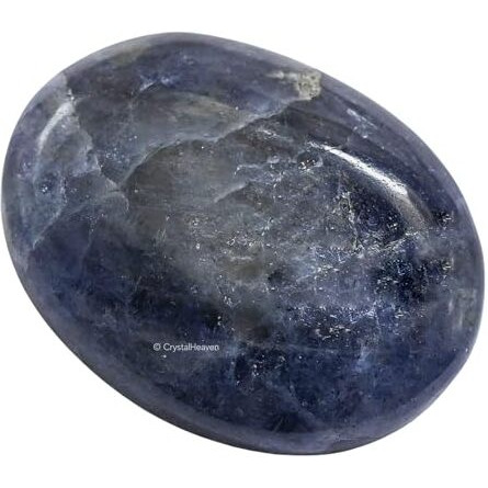 Crystal Heaven Iolite Crystal Palm Pebbles Stones For Anxiety Stress Relief Massage - Aaa Grade Original Healing Gemstone Agate Palm Stone For Yoga Meditation Spiritual Reiki Feng Shui