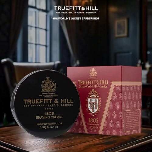 Truefitt & Hill 1805 Shaving Cream For Men | 190Gm Bowl |All Skin Type | Glycerine Based |Smooth Razor Glide|Rich Lather|Contains Essential Oils | All Natural