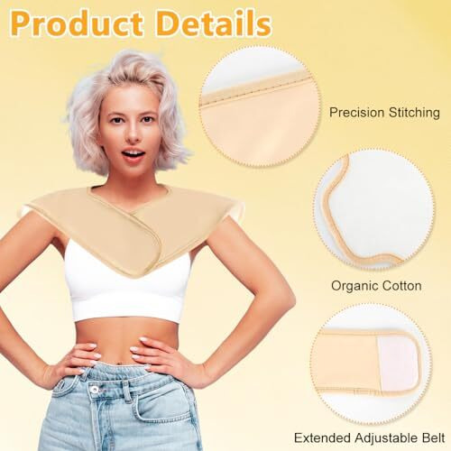 Hannea Castor Oil Compress Pack Wrap For Shoulder, Reusable Adjustable Velcro Caster Oils Compress Pad, Adjustable Castor Oil Compress Suitable For Relieve Shoulder And Neck Inflammation