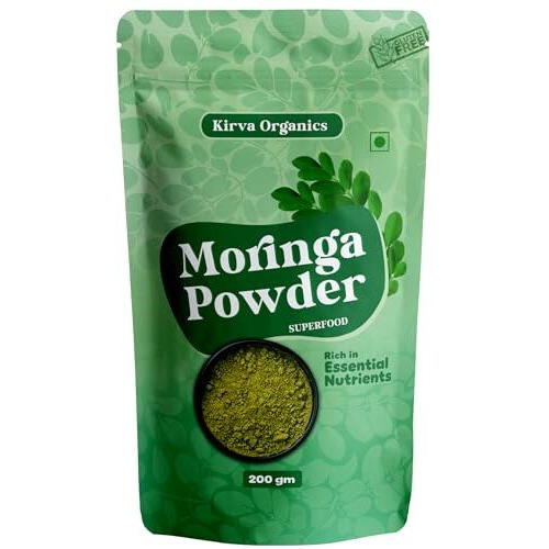 Kirva Organics Moringa Powder 200G | Pure & Natural Superfood | Rich In Vitamins, Minerals & Antioxidants | Immunity Booster | Supports Energy, Hair & Skin Health | Protein-Rich | Pack Of 1