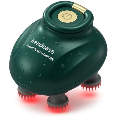 Headease Rechargeable Waterproof Electric Scalp Massager | 96 Silicone Kneading Points | Handheld Vibrating Head Massager For Hair Growth (Green)
