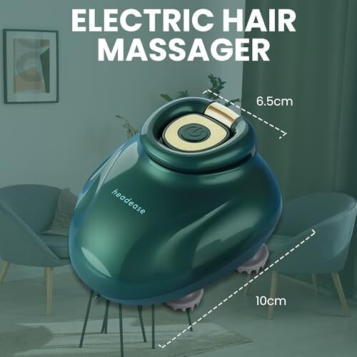 Headease Rechargeable Waterproof Electric Scalp Massager | 96 Silicone Kneading Points | Handheld Vibrating Head Massager For Hair Growth (Green)