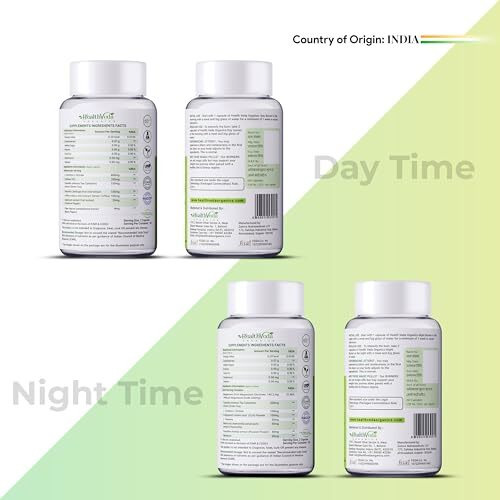 Health Veda Organics Day & Night Fat Burner Capsules For Men & Women | 24-Hour Metabolic Support & Weight Loss Support | 60 Capsules Each Pack
