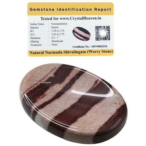 Certified Shiva Lingam Narmada Crystal Thumb Worry Pebbles Stones For Anxiety Stress Relief Massage - Aaa Grade Original Healing Gemstone Agate Rubbing Stone For Yoga Meditation Spiritual Reiki Feng Shui