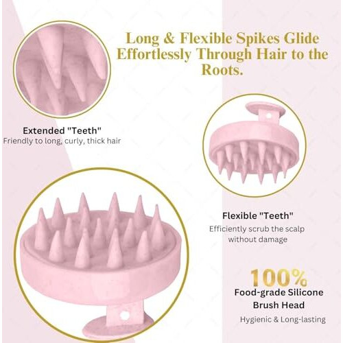Furskin Soft Bristles Scalp Massager For Hair Growth  Head & Hair Massager, Manual Shampoo Brush For Exfoliating & Scalp Care. [ Marble Pink ]