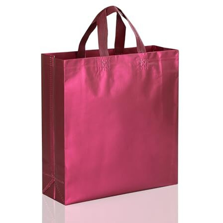 Drapme Medium Size Pack Of 20 Pcs Matt Metallic Laminated Non-Woven Reusable Eco-Friendly Party Return Gift Bags (Wine) (Medium 12X13X4 Inch)