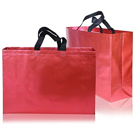 Drapme Large Size Pack Of 5 Pcs Glossy Metallic Laminated Non-Woven Reusable Eco-Friendly Party Return Gift Bags (Mix) (Large 17X12X5 Inch)