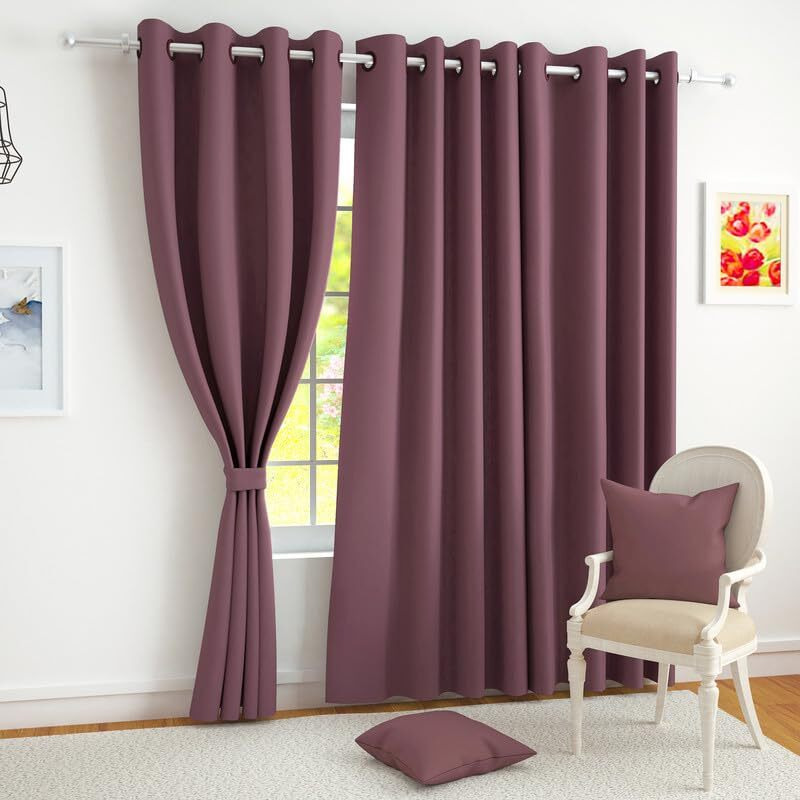 Story@Home Customisable Blackout Curtains 4 To 9 Feet Long Room Darkening, Noise Reducing, Window,Door, Long Door Curtain Plain,Burgundy, 100% Opacity