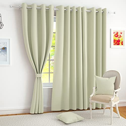 Story@Home Blackout Door Curtains 7 Feet Set Of 1 | Plain Design | 70% Room Darkening | Thermal Insulated Curtains | Curtain For Living Room | (116 X 215 Cm, Beige) | Perfect For Home Decor