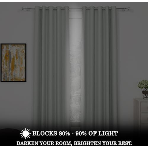 Story@Home Blackout Long Door Curtains 9 Feet Set Of 1 | Plain Printed | 92% Room Darkening | Thermal Insulated Curtains | Curtain For Living Room | (116 X 275 Cm, Grey) | Perfect For Home Decor