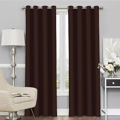 Story@Home Blackout Door Curtains 7 Feet Set Of 2 | Plain Design | 97% Room Darkening | Thermal Insulated Curtains | Curtain For Living Room | (116 X 215 Cm, Dark Brown) | Perfect For Home Decor