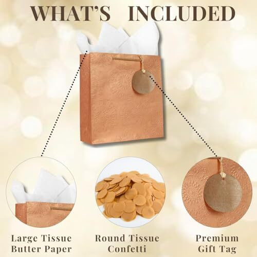 Kidsywinsy Pack Of 10 Rose Embossed Gift Bags (Medium,8.65 * 3 * 12 Inches) With Tissue & Thank You Card-Paper Gift Bags | Return Gift Bags For Pooja, Baby Shower, Festive Gifting, Birthday, Wedding