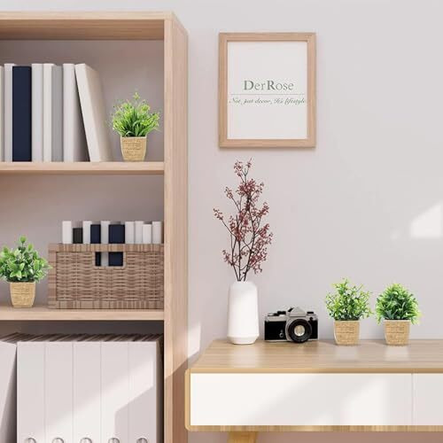 Dekorly Artificial Potted Plants, Artificial Plastic Eucalyptus Plants Small Indoor Potted Houseplants, Small Faux Plants For Home Decor Bathroom Office Farmhouse (Pack Of 8 Jute Pot)
