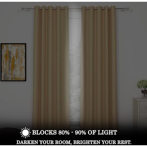 Story@Home Blackout Windows Curtain 5 Feet Set Of 2 | Plain Printed | 70% Room Darkening | Thermal Insulated Curtains | Curtain For Living Room | (118 X 152 Cm, Cream) | Perfect For Home Decor