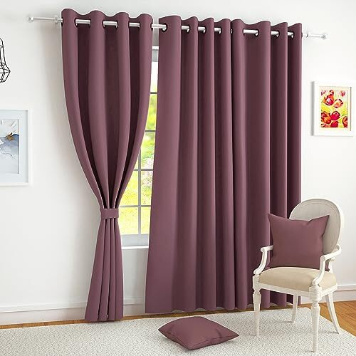 Story@Home Blackout Long Door Curtains 9 Feet Set Of 2 | Plain Printed | 70% Room Darkening | Thermal Insulated Curtains | Curtain For Living Room | (116 X 275 Cm, Burgundy) | Perfect For Home Decor