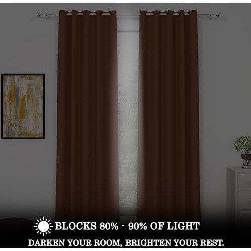 Story@Home Blackout Long Door Curtains 9 Feet Set Of 1 | Plain Printed | 85% Room Darkening | Thermal Insulated Curtains | Curtain For Living Room | (116 X 275 Cm, Brown) | Perfect For Home Decor