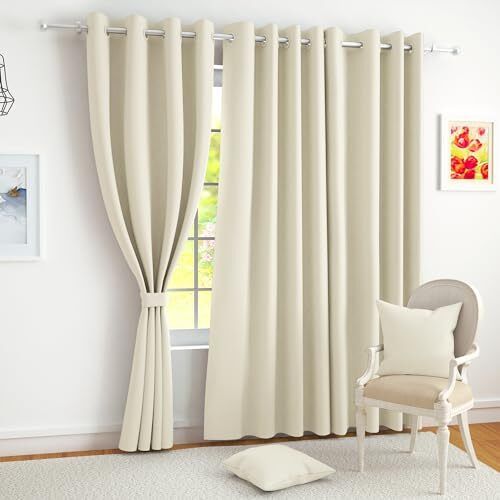 Story@Home Blackout Windows Curtain 5 Feet Set Of 2 | Plain Printed | 70% Room Darkening | Thermal Insulated Curtains | Curtain For Living Room | (118 X 152 Cm, Beige) | Perfect For Home Decor
