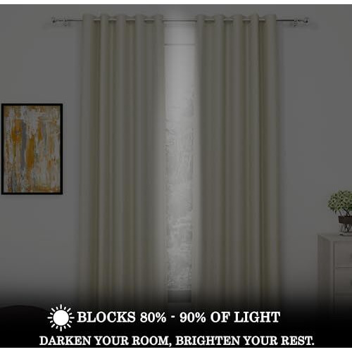 Story@Home Blackout Windows Curtain 5 Feet Set Of 2 | Plain Printed | 70% Room Darkening | Thermal Insulated Curtains | Curtain For Living Room | (118 X 152 Cm, Beige) | Perfect For Home Decor