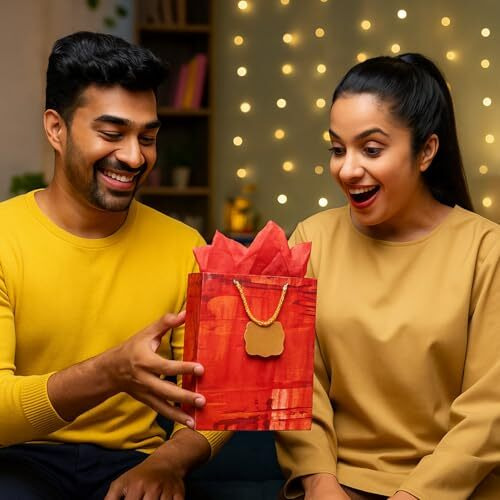 Kidsywinsy Pack Of 5 Checks Gift Bag (Small,7 * 3 * 10.5 Inches) With Tissue & Thank You Card-Paper Gift Bags | Return Gift Bags For Pooja, Baby Shower, Festive Gifting, Birthday, Wedding