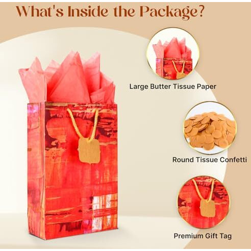 Kidsywinsy Pack Of 5 Checks Gift Bag (Small,7 * 3 * 10.5 Inches) With Tissue & Thank You Card-Paper Gift Bags | Return Gift Bags For Pooja, Baby Shower, Festive Gifting, Birthday, Wedding