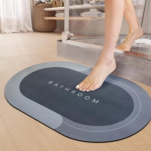 Sittella 1 Pc Rubber Bath Mat,Anti-Skid Water Soaking Bathroom Rug Door,Floor Mat, Soft Quick Dry Water Absorbent Mat For Home Office 40X60Cm-Grey