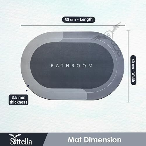 Sittella 1 Pc Rubber Bath Mat,Anti-Skid Water Soaking Bathroom Rug Door,Floor Mat, Soft Quick Dry Water Absorbent Mat For Home Office 40X60Cm-Grey