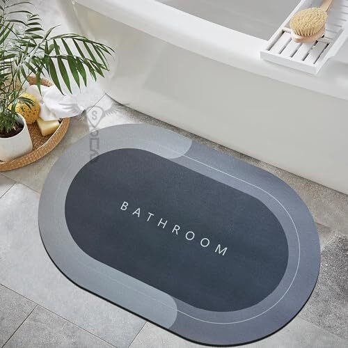 Sittella 1 Pc Rubber Bath Mat,Anti-Skid Water Soaking Bathroom Rug Door,Floor Mat, Soft Quick Dry Water Absorbent Mat For Home Office 40X60Cm-Grey