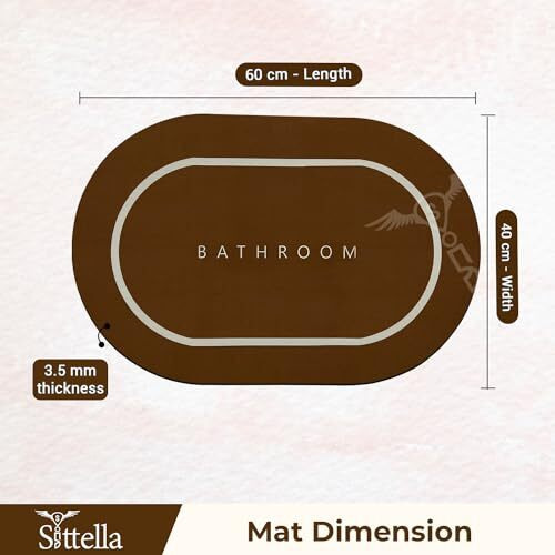 Sittella Rubber 3 Pieces (3.5Mm) Anti - Skid Water Soaking Bathroom Oval Print Door Mat, Water Absorbent Mat (40X60Cm) Brown