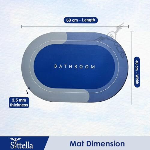 Sittella 3.5Mm Anti Skid Water Absorbent Water Soaking Bathroom Print Door Mat (40X60Cm) Light Blue Pack Of 2