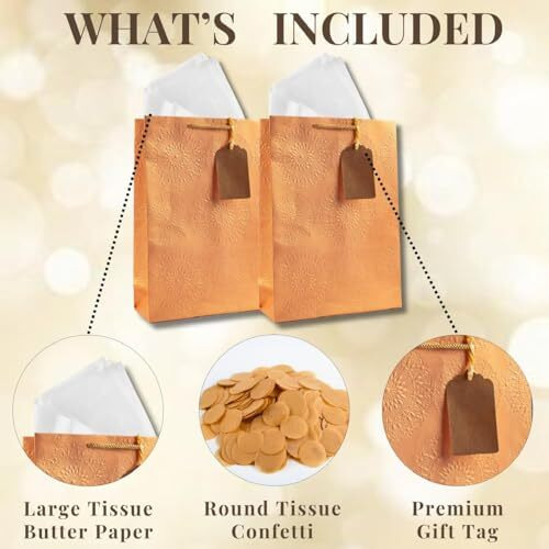 Kidsywinsy Pack Of 5 Rose Embossed Gift Bags (Medium,8.65 * 3 * 12 Inches) With Tissue & Thank You Card-Paper Gift Bags | Return Gift Bags For Pooja, Baby Shower, Festive Gifting, Birthday, Wedding