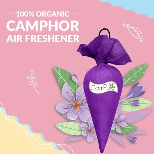 Campure Camphor Cone (Lavender) Pack Of 4-100% Organic | Air Freshener For Car, Wardrobe, Office Cabin's, Drawers, Travel Bag & Bathroom