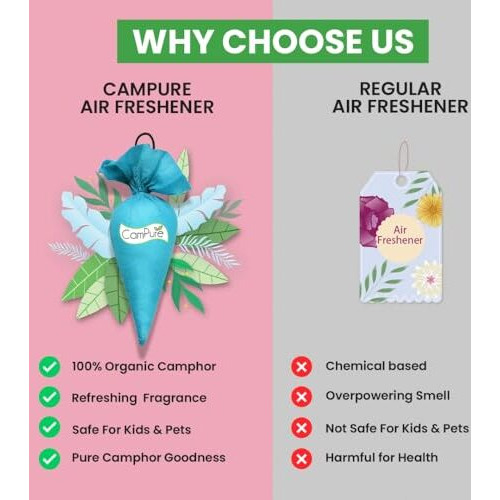 Campure Mangalam Camphor Cone (Original) Pack Of 2-100% Organic | Air Freshener For Car, Wardrobe, Office Cabin's, Drawers, Travel Bag & Bathroom