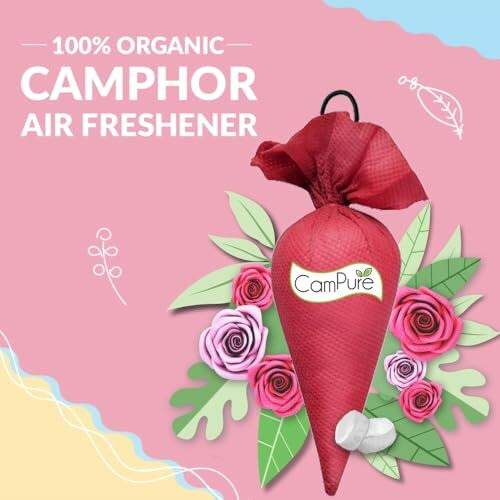 Campure Mangalam Camphor Cone (Rose) Pack Of 4-100% Organic | Air Freshener For Car, Wardrobe, Office Cabin's, Drawers, Travel Bag & Bathroom