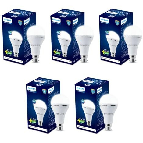 Philips 12W Led Emergency Bulb, Emergency Bulb For Home, Cool Day Light, Pack Of 5