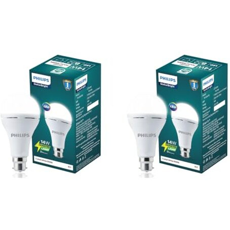 Philips 14W Emergency Led Bulb | Stellar Bright B22 Inverter Led Bulb For Power Cuts | Crystal White, Pack Of 2