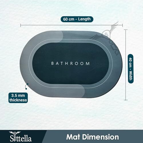 Sittella 2 Pieces (3.5Mm) Anti-Skid Water Soaking Oval Bathroom Print Rubber Mat, Water Absorbent Mat (40X60Cm) Green