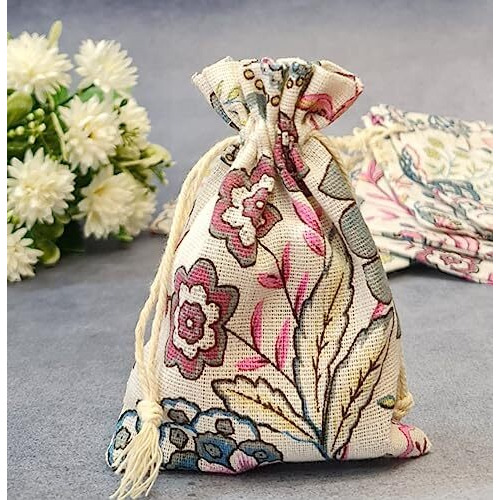 Satyam Kraft 10 Pcs Small Mini Jute Potli Bags Pouch For Marriage, Return, Birthday Gifting | Handmade Bags For Functions, Gifts Packing, Jewellery, Sweets, Dry Fruits, Chocolate, Party Favors, Hamper (Pack Of 10) (Green)