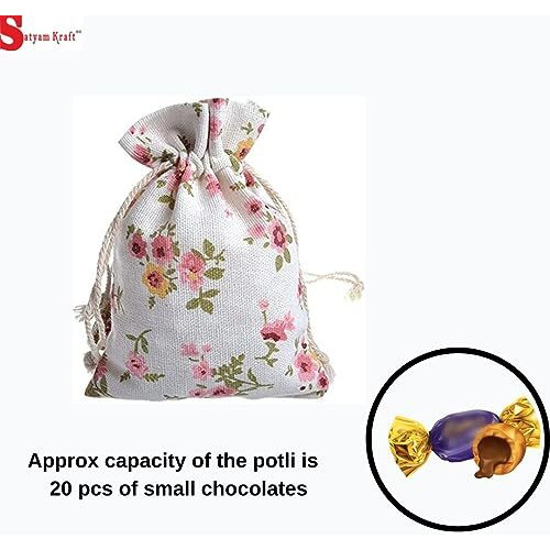 Satyam Kraft 10 Pcs Jute Potli Bags For Wedding, Return , Festive Gifting | Eco-Friendly, Handmade Drawstring Bags For Jewelry, Sweets, Dry , Party Favors | Reusable & Biodegradable (Pack Of 10) (Multicolour)