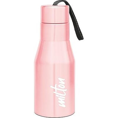 Milton Super 500 Stainless Steel Water Bottle, 475 Ml Water Bottles, Single Walled, Leak-Proof, Rust-Free Steel Bottle, Easy Grip, Easy To Carry, Travel Bottle, Light Pink