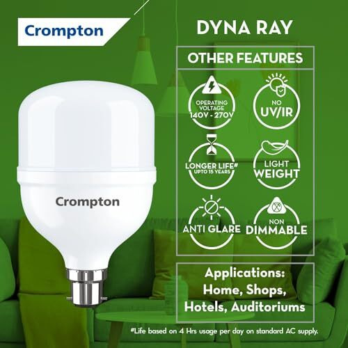 Crompton B22 Led Lamp (Cool Day Light, 40W) (Pack Of 4)
